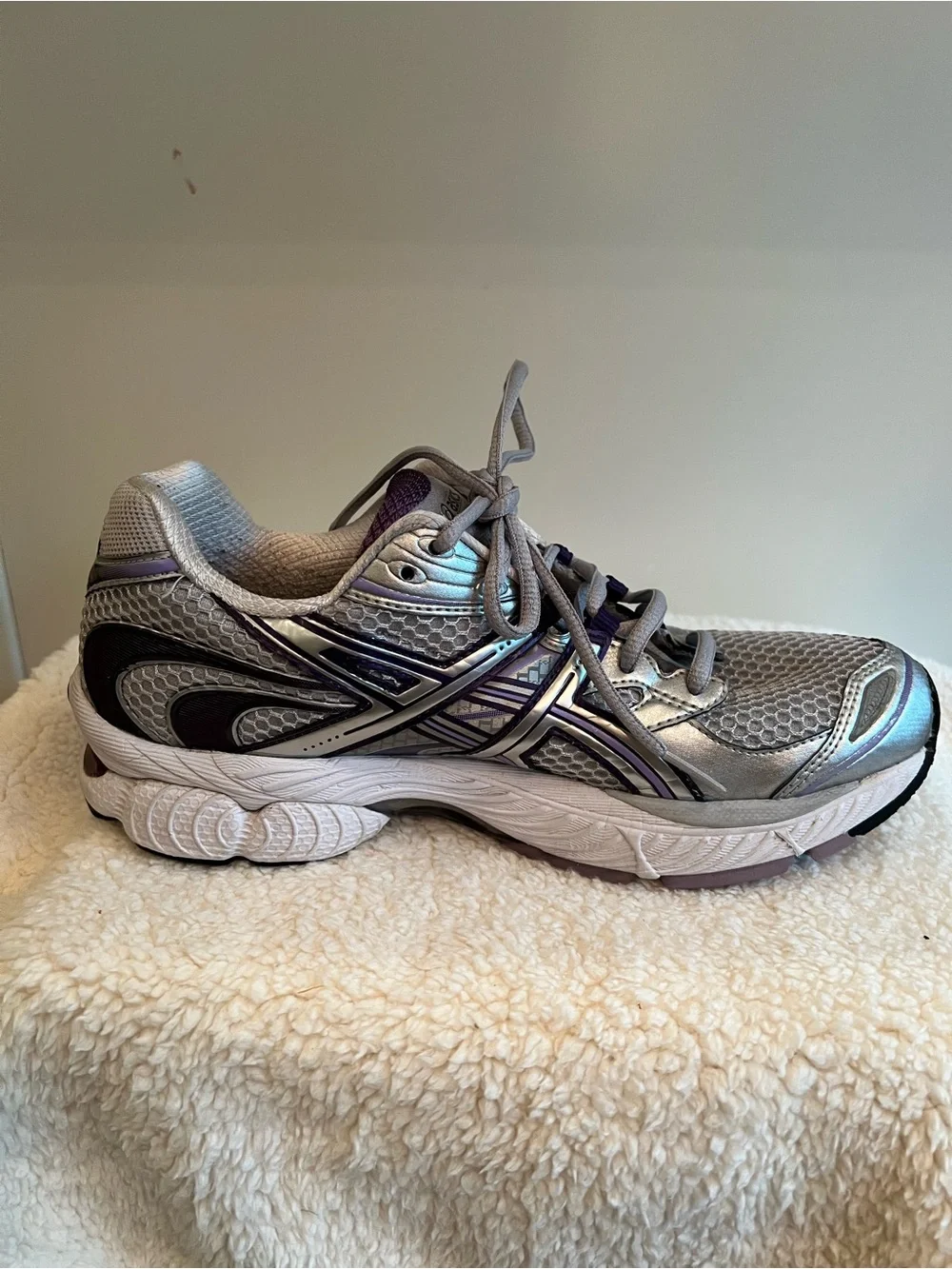 Asics Gray and Purple Women's Running Sneakers